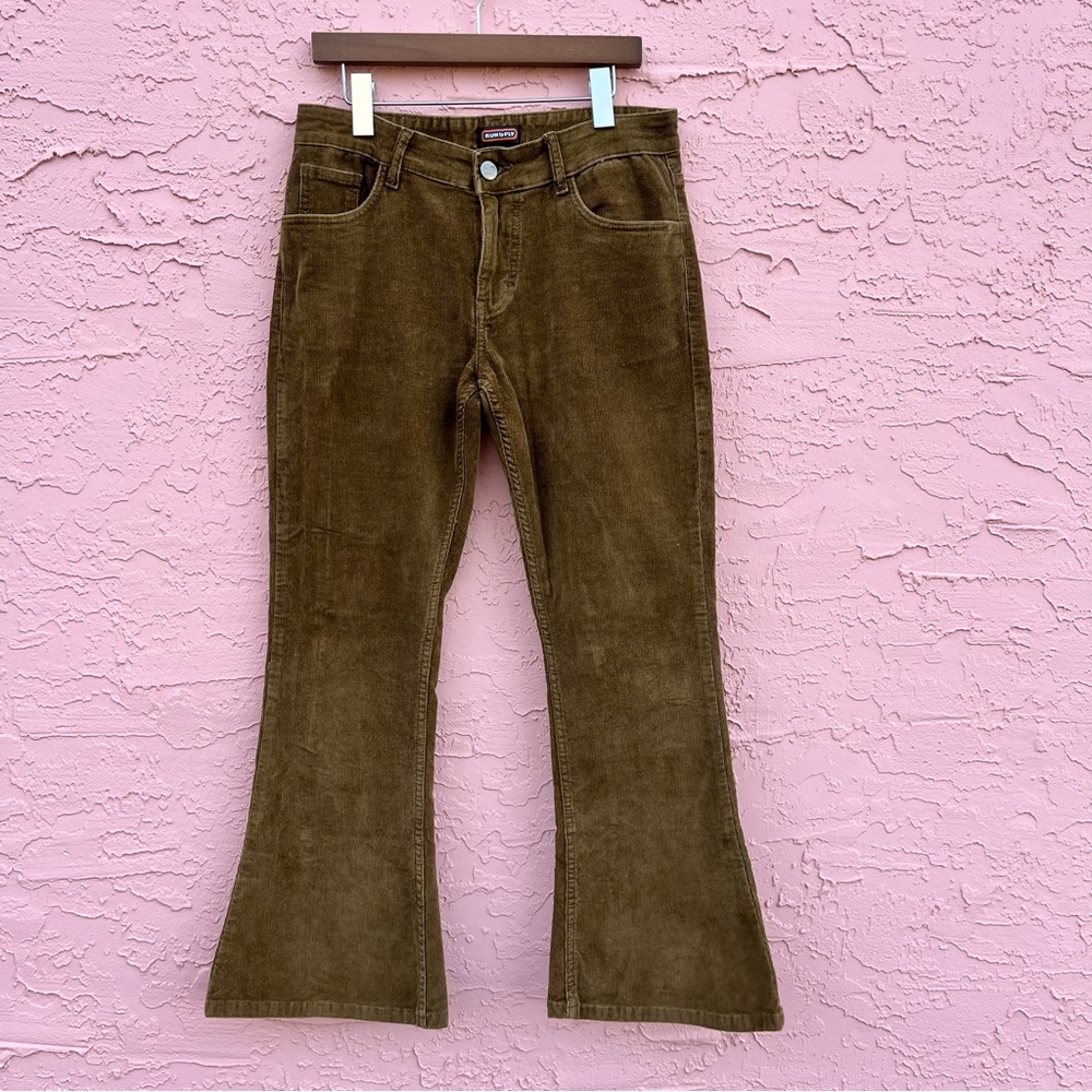 Run & Fly Corduroy Pants Flare Brown Pinwale Retro Adult Size 32S